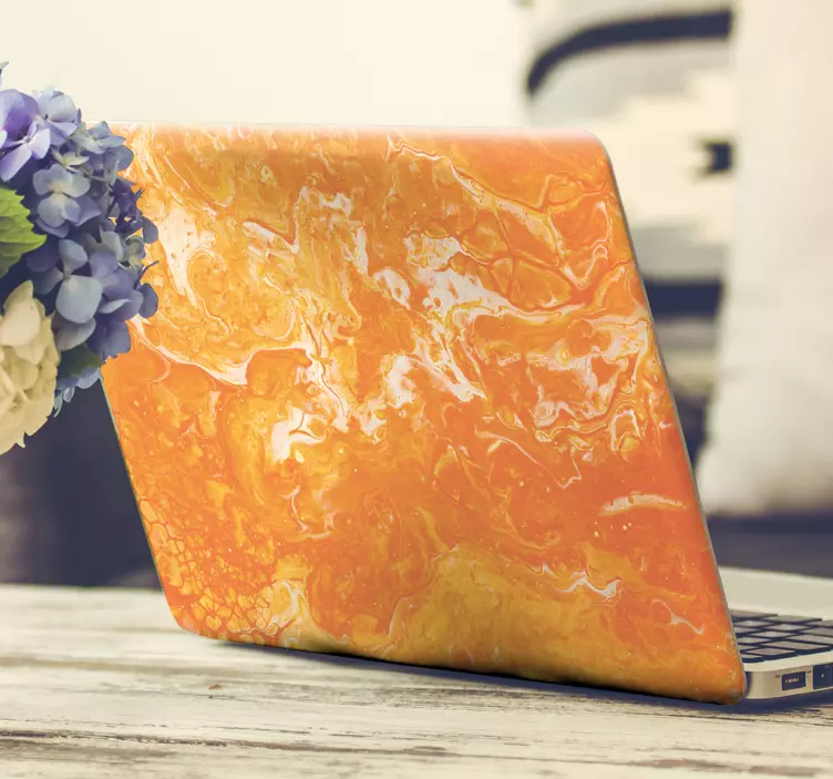 Vinilo para portátil patrón naranja intenso - TenVinilo