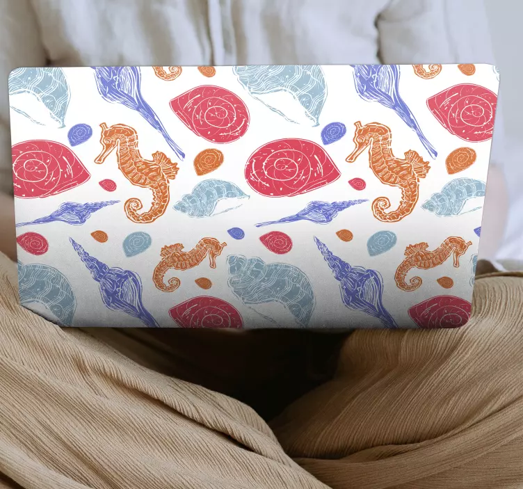 Vinilo para portátil patrones de conchas de caballito de mar - TenVinilo