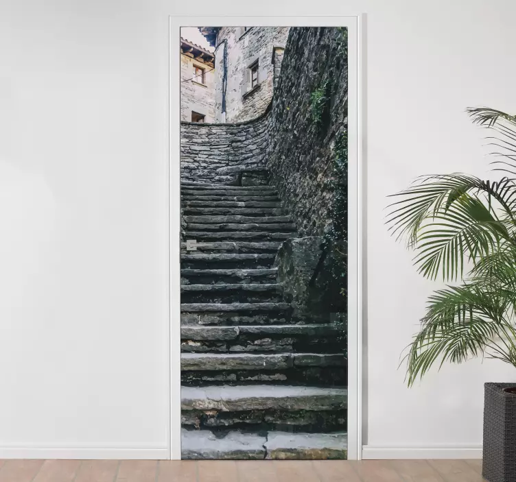 Vinilo para puerta Escaleras de piedra - TenVinilo