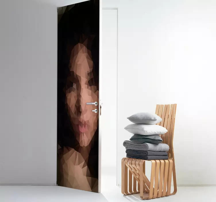 Vinilo para puerta mujer poligonal - TenVinilo