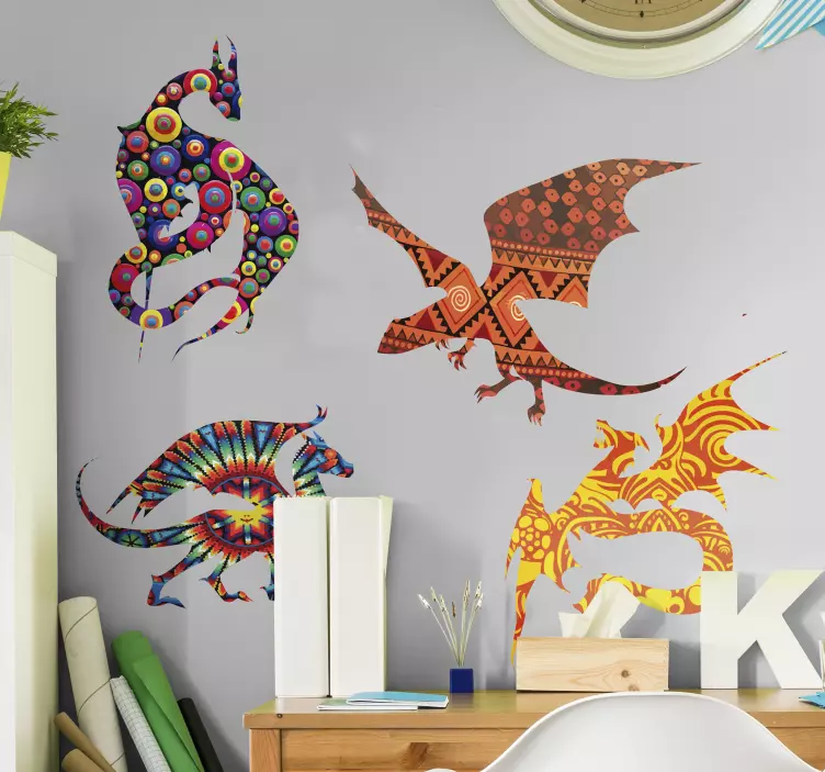Vinilo pared Alebrijes dragones - TenVinilo