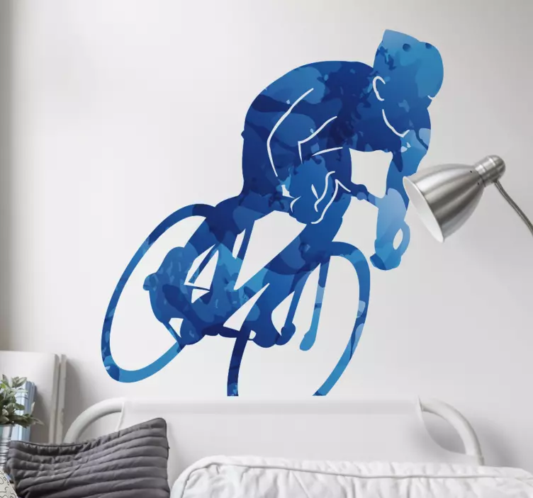 Vinilo para pared de bicicleta tonos azules - TenVinilo