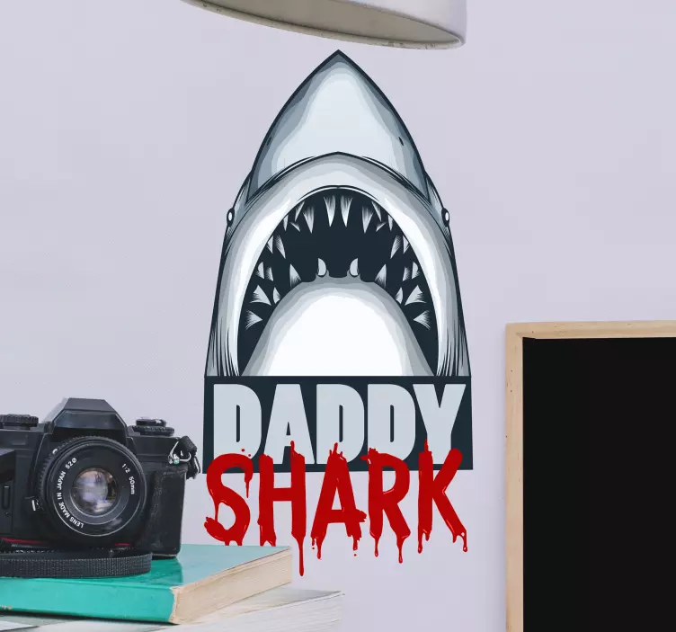 Vinilo pared frase Daddy shark - TenVinilo