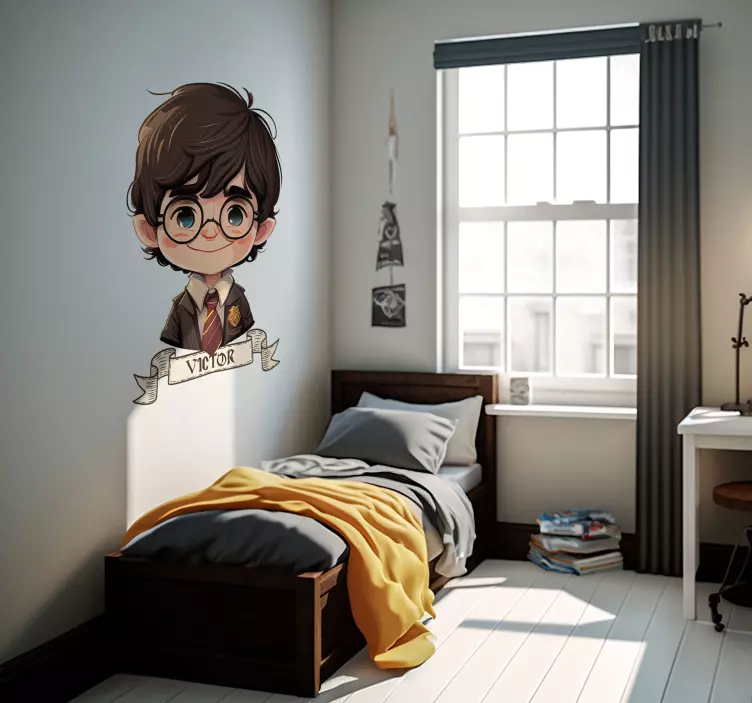 Vinilo decorativo ilustración Niño mago con corbata - TenVinilo