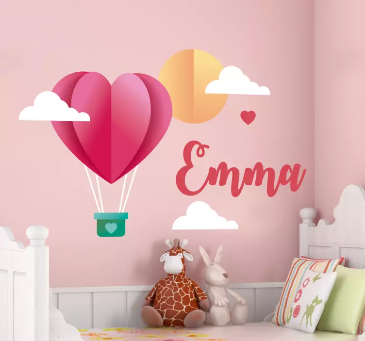 Vinilo pared personalizable infantil globo - TenVinilo