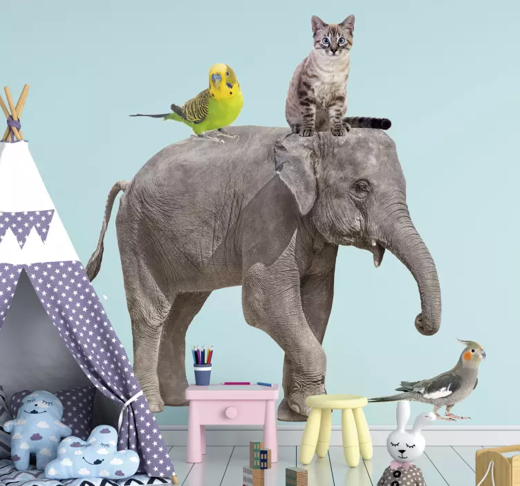 Vinilo infantil varios animales salvajes - TenVinilo