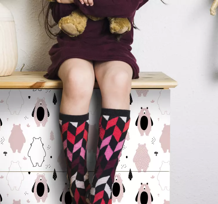 Vinilo patrón de oso encantador - TenVinilo