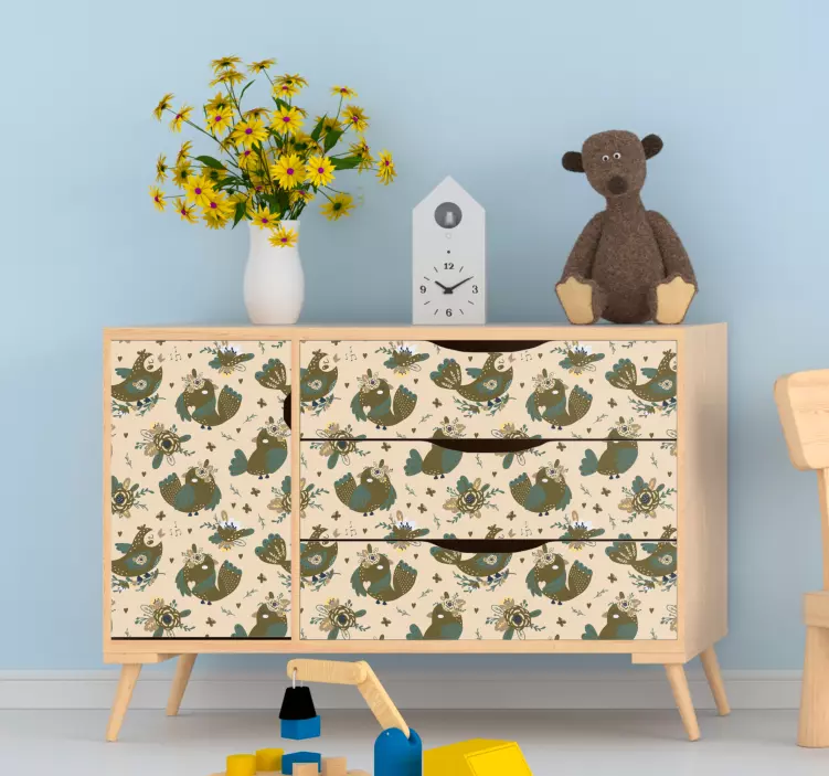 Vinilo patrón de pájaro caprichoso - TenVinilo