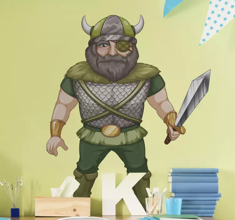 Vinilo personaje guerrero vikingo ilustración - TenVinilo
