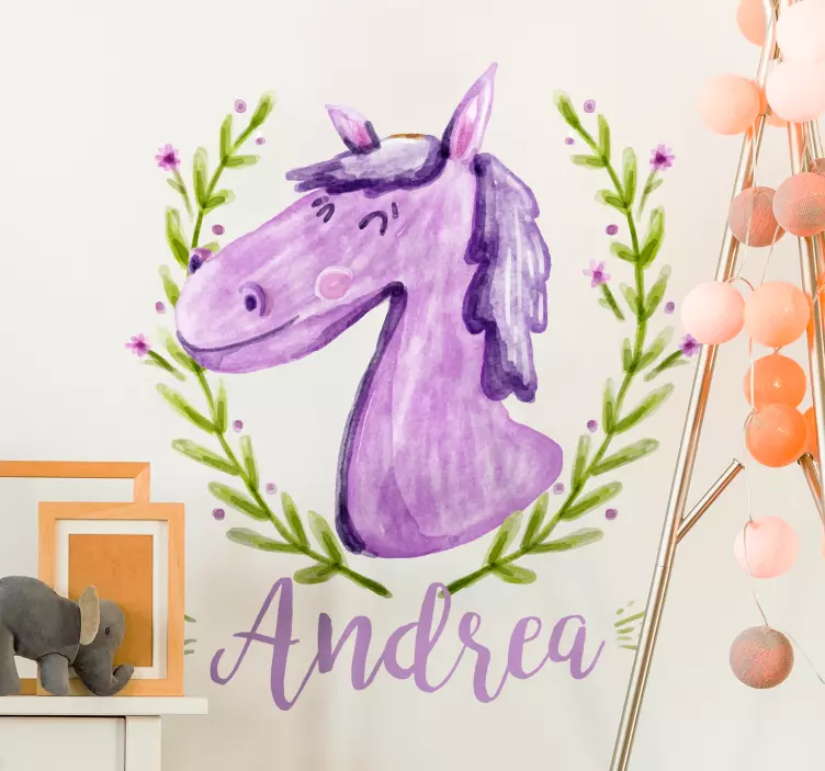 Vinilo personalizable caballo acuarela - TenVinilo