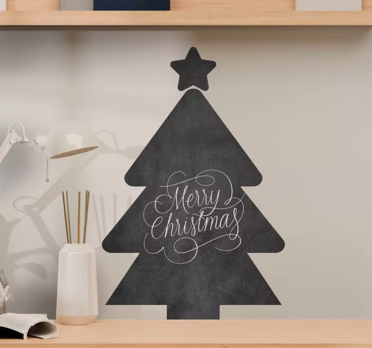 Vinilo pizarra diseño de árbol de navidad - TenVinilo