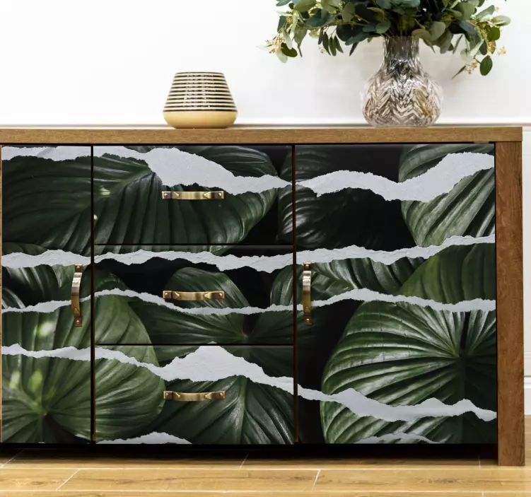 Vinilo para mueble patrón de hojas rasgadas - TenVinilo