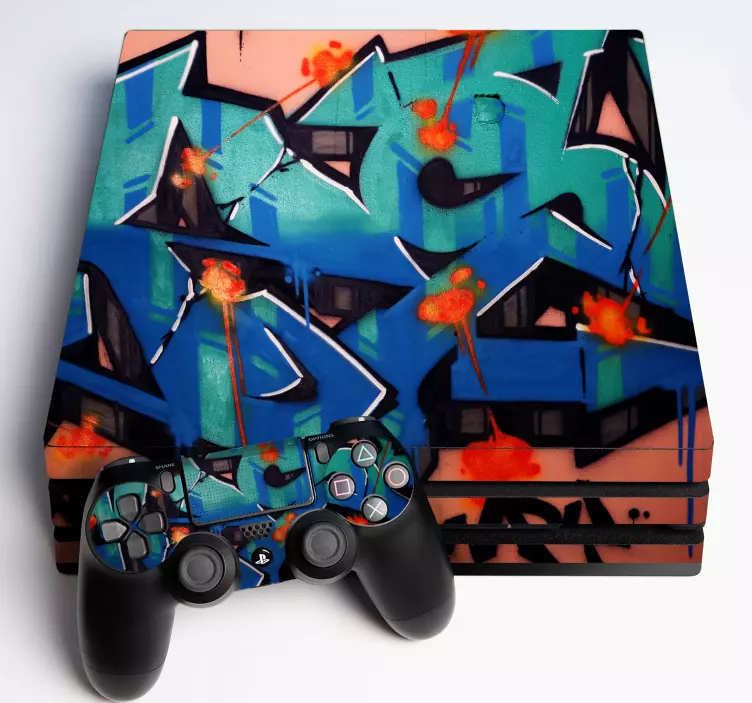 Vinilo ps4 patrón graffiti vibrante - TenVinilo