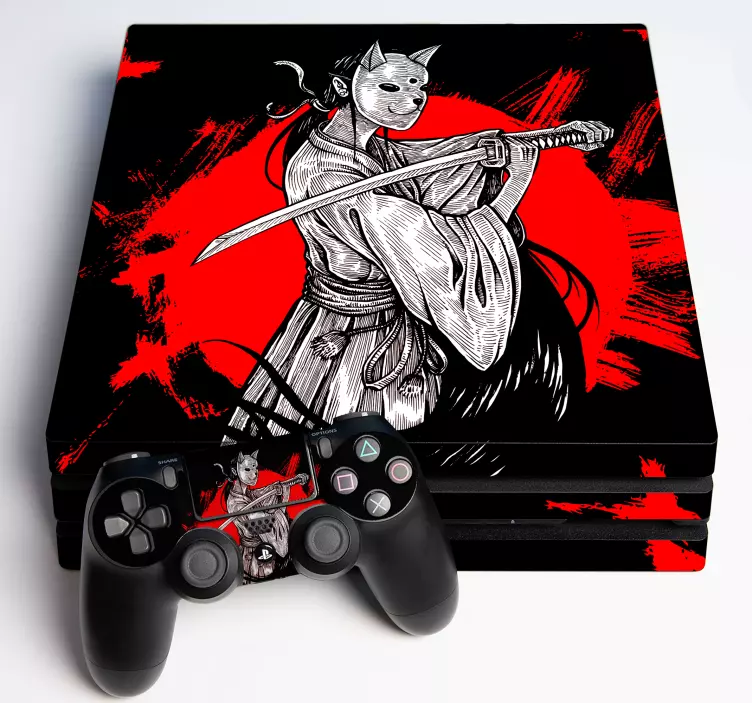 Vinilo ps4 personaje gato samurai - TenVinilo