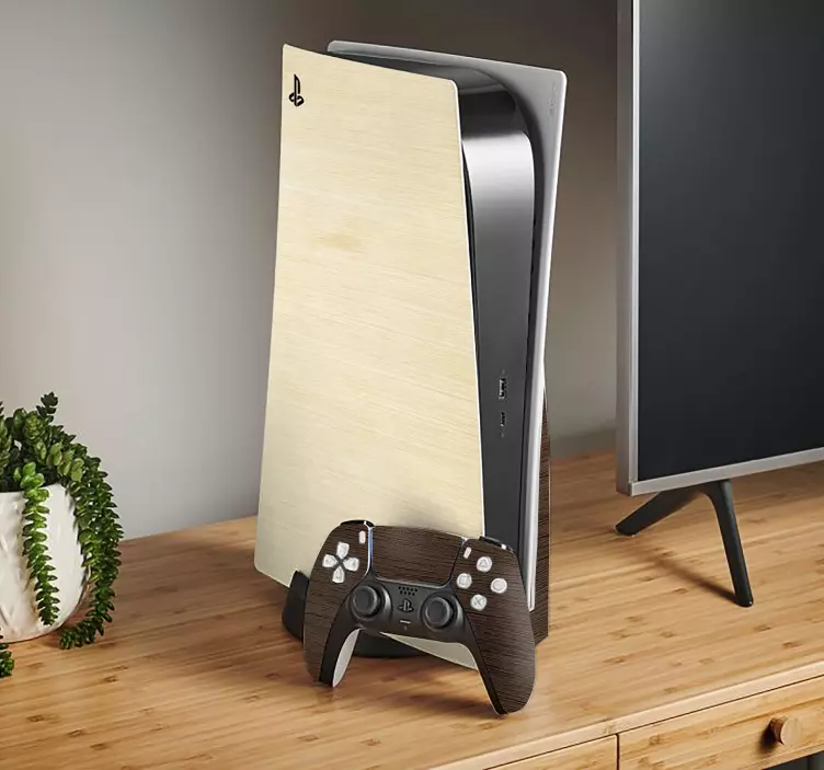 Skin PS5 textura de madera - TenVinilo