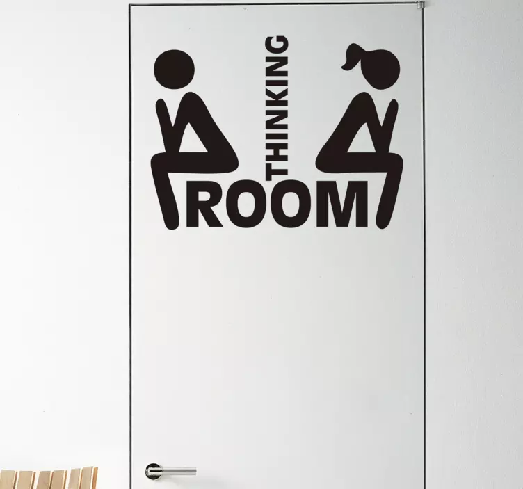 Vinilo para puerta de baño frase thinking room - TenVinilo