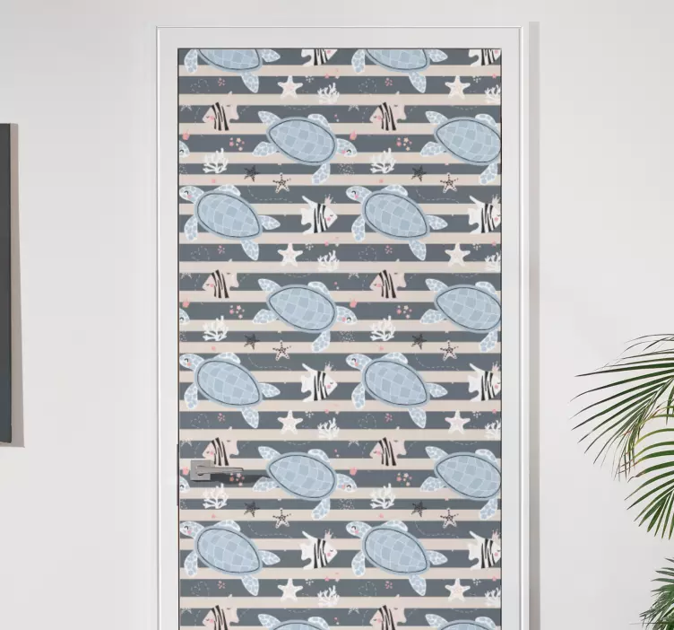 Vinilo puerta diseño de patrón de tortuga - TenVinilo