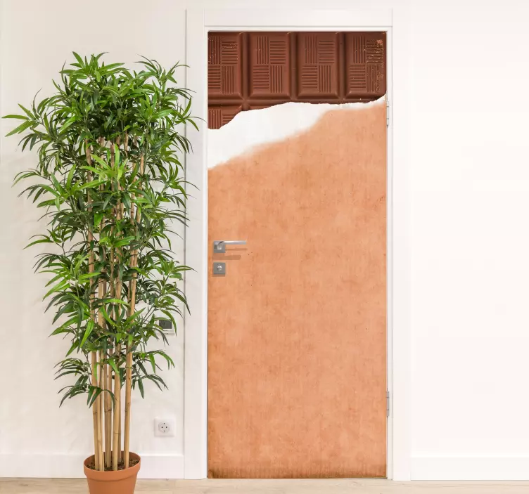 Vinilo puerta entrada de barra de chocolate - TenVinilo