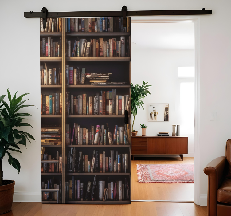Vinilo para puerta estantes de biblioteca cerca - TenVinilo