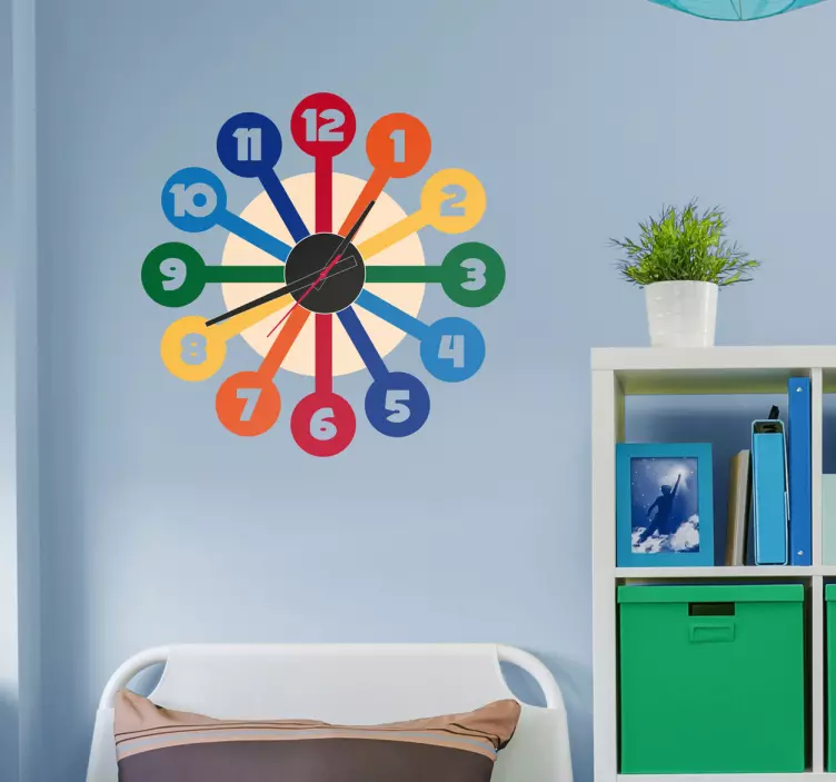 Vinilo reloj de colores pared - TenVinilo