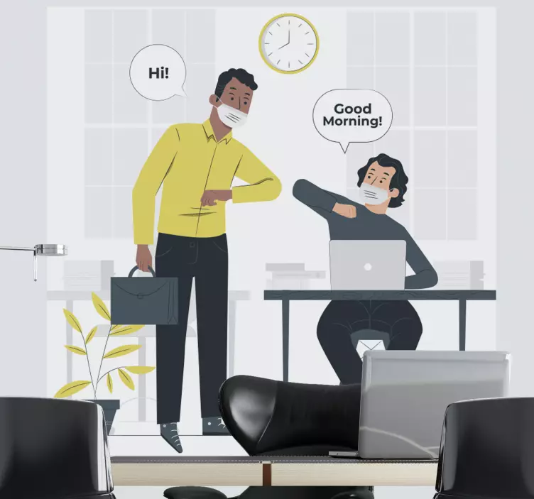 Vinilo saludos de la mañana en la oficina - TenVinilo