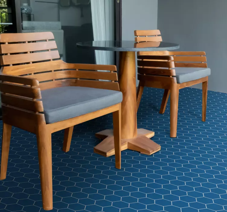 Suelo vinílico pentágonos azules - TenVinilo