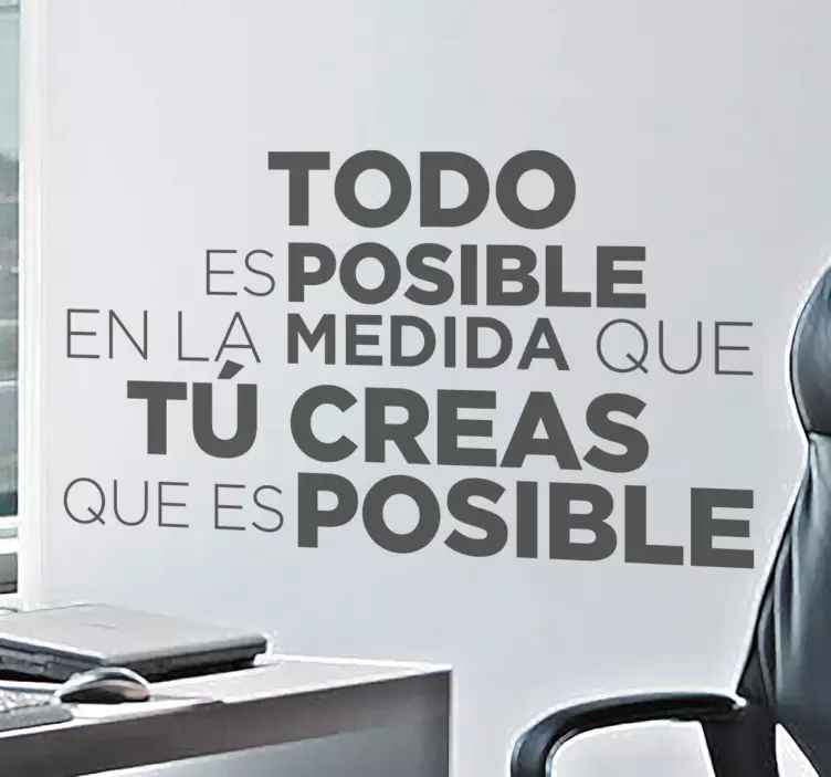 Vinilo texto motivacional todo es posible - TenVinilo