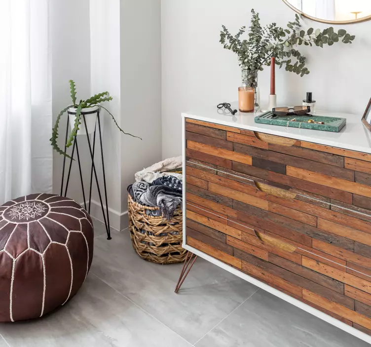 Vinilo para mueble textura de tablón rústico - TenVinilo