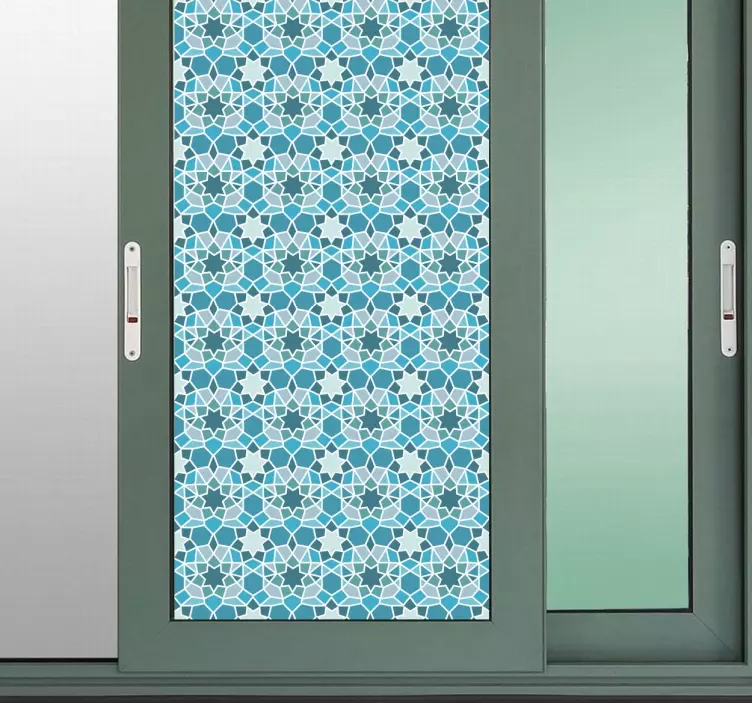 Vinilo adhesivo para cristal translúcido arabesco azul - TenVinilo