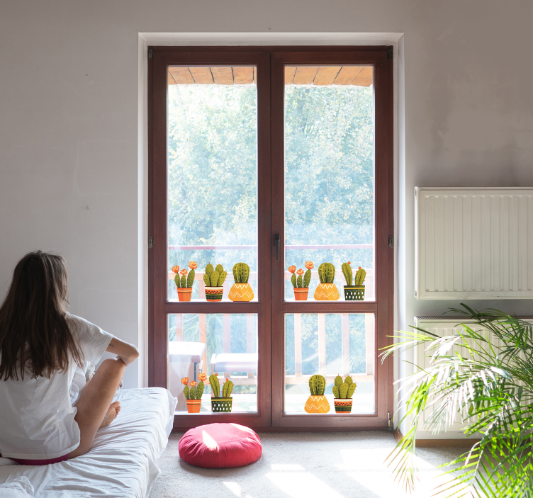 Vinilo para cristales formas de cactus - TenVinilo