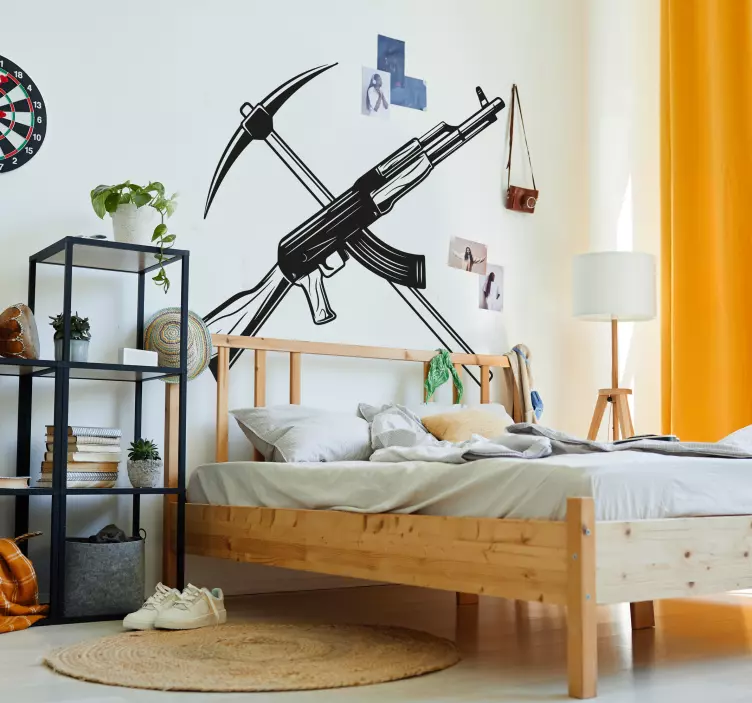 Pegatina videojuego pico y ametralladora - TenVinilo