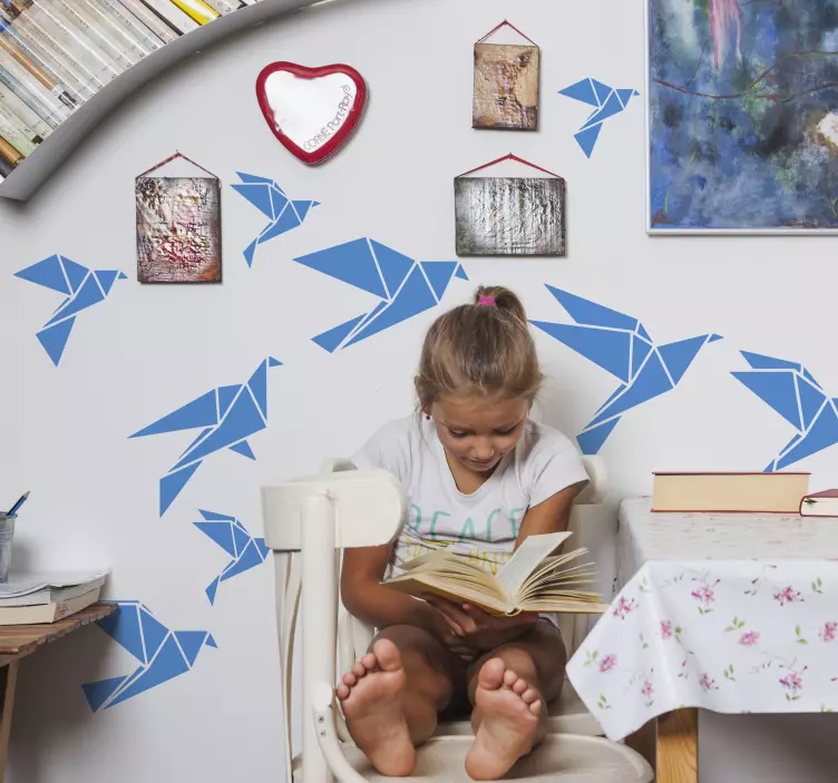 Vinilos geométricos pájaros origami - TenVinilo