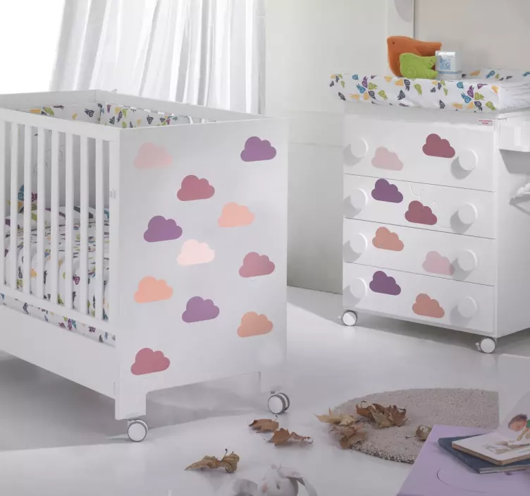 Vinilos nubes sticker tonos rosados - TenVinilo