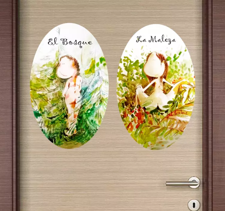 Vinilos señalizacion WC maleza y bosque - TenVinilo