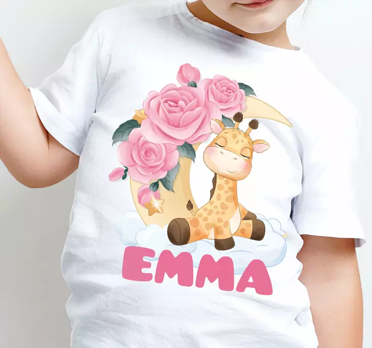 Camiseta bebé Lindos animales jirafa con nombre - TenVinilo