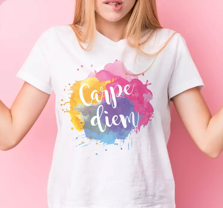 Colorida ilustración de carpe diem camiseta personalizada - TenVinilo