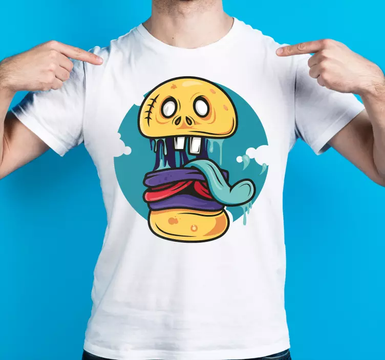 Camiseta personalizada de dibujos animados de hamburguesa zombie - TenVinilo