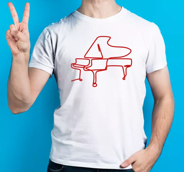 Piano line art diseño lindo camiseta personalizada - TenVinilo