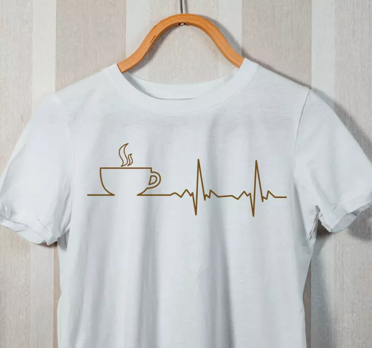 Camiseta diseño de latido de café - TenVinilo