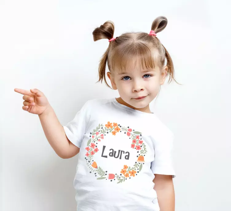 Camiseta infantil Flor personalizable - TenVinilo