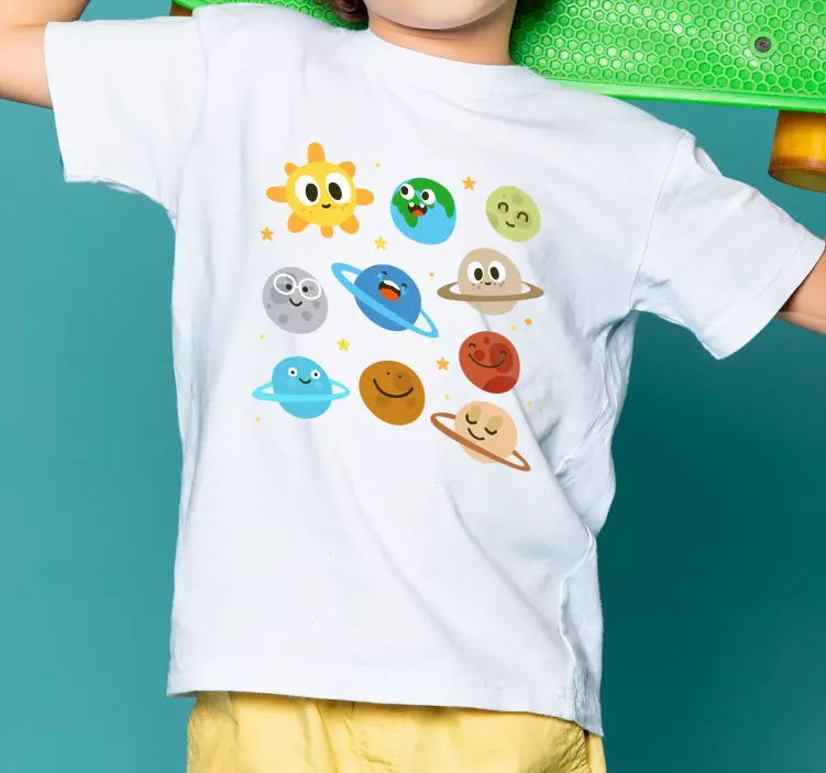 Camiseta niños personajes planetarios - TenVinilo