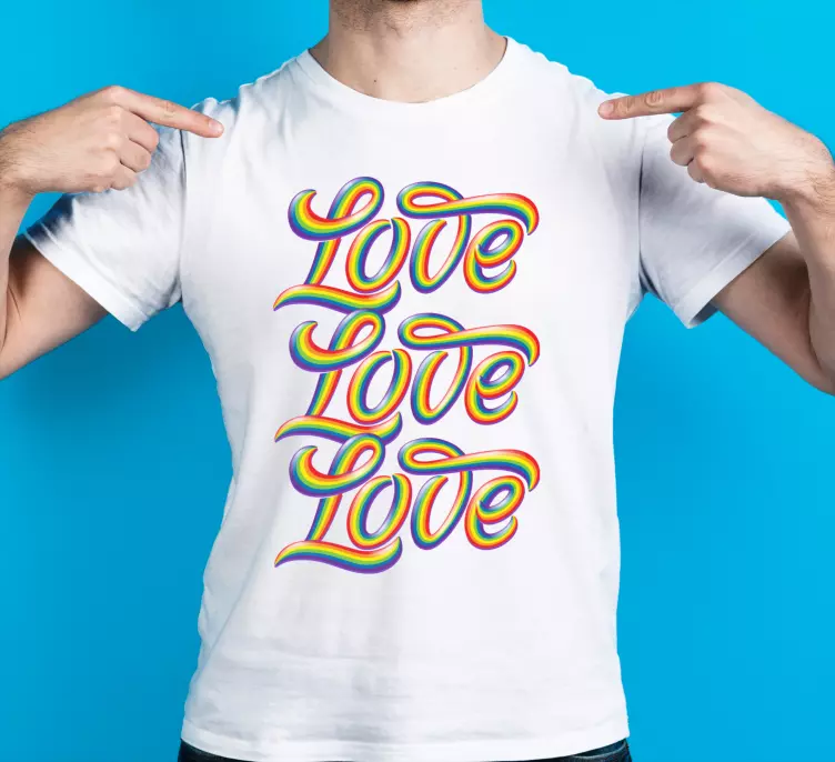 Camiseta tipografía colorida del amor - TenVinilo