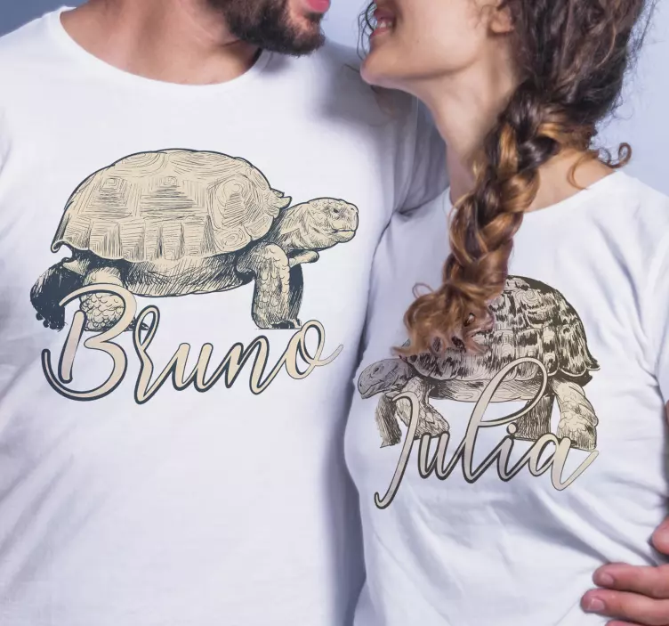 Camisetas para parejas tortugas con nombre - TenVinilo