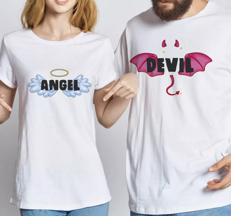 Camisetas parejas Ángel y demonio - TenVinilo