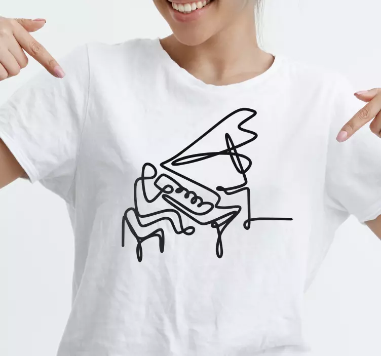 Pianista lineart diseño lindo camiseta personalizada - TenVinilo