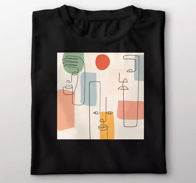 vinilo pared minimalista con caras camiseta personalizada - TenVinilo
