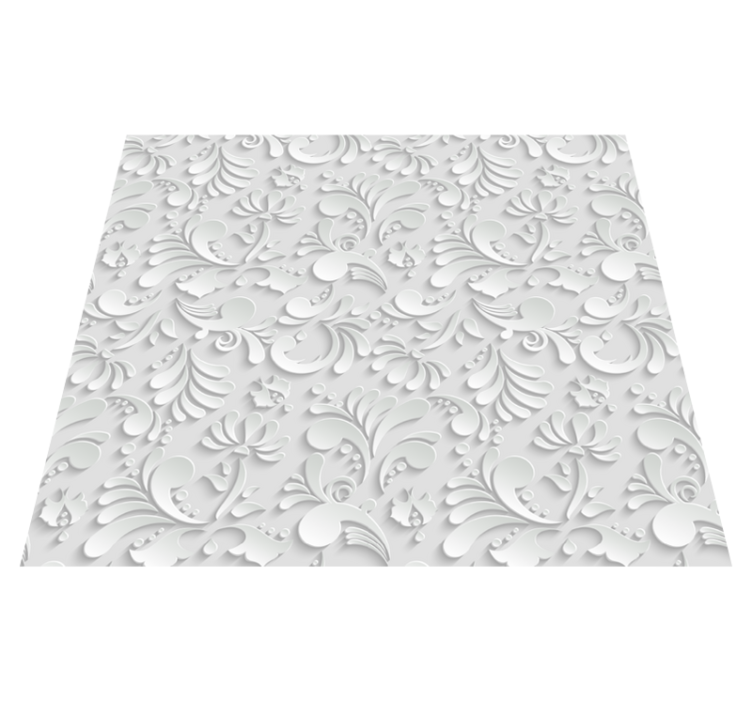 Alfombra vinílica blanca patrón floral 3d - TenVinilo
