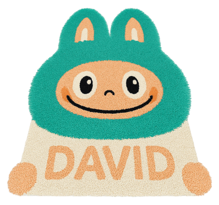 Alfombra vinílica infantil labubu turquesa personalizado - TenVinilo