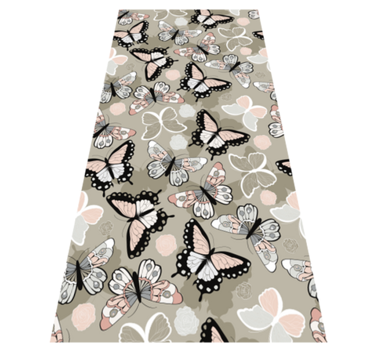 Alfombra vinílica animales mariposas voladoras beige - TenVinilo
