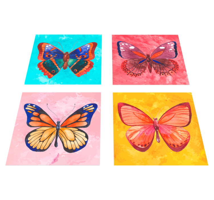 Alfombra vinílica animales baldosas mariposas multicolores - TenVinilo